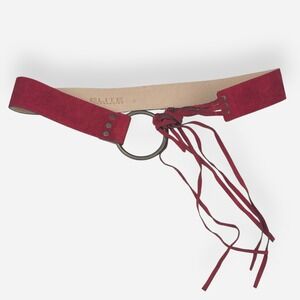 Elite‎ Accessories Red Faux Suede Belt Medium Fringe Womens Boho Tie Rope Wrap